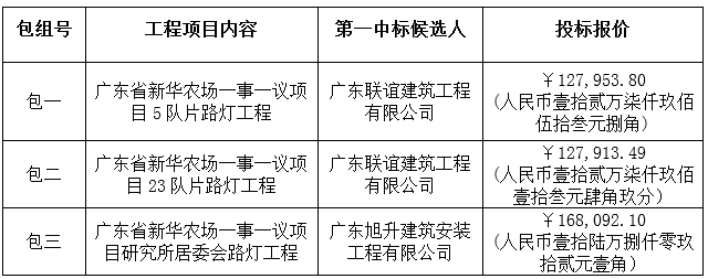 广东省新华农场一事一议项目路灯工程（5队片、23队片、研究所居委）中标公告(图2)